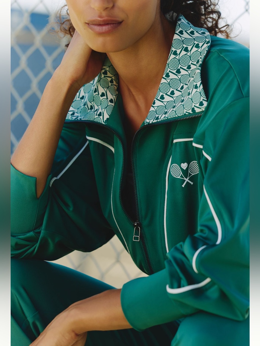 🎾Anthropologie Sport Club Cropped Jacket New Medium Green Tennis Daily Practice